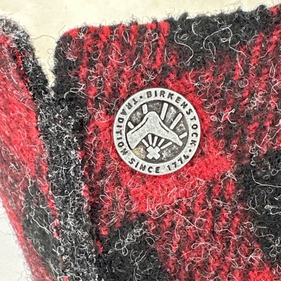 Birkenstock Zermatt Rivet Women’s 8 Wool Clogs Narrow Unisex Slippers Plaid Red - Picture 11 of 12